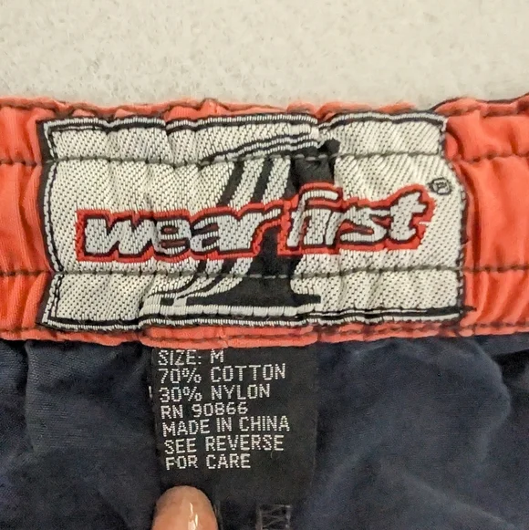 Wear First Men's Vintage Y2K Navy Blue Cotton Nylon Utility Cargo Shorts Sz M - Picture 3 of 8